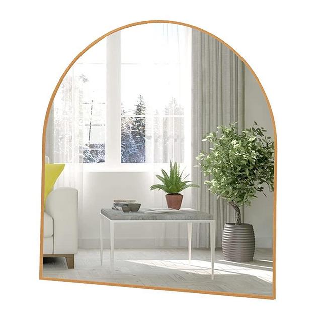 Amgngala Arched Mirror 33 x 31 Inches - Gold Arch Mirror - Arched Wall Mirror for Bathroom, Brass Mirror for Mantel, Gold Mirrors with Metal Frame for Entry, Hallway, Salon, Bedroom, Living Room