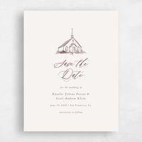 Red Wedding Save the Date - Chapel Portrait
