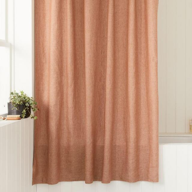 European Linen Shower Curtain, Terracotta Melange , 72"x74"