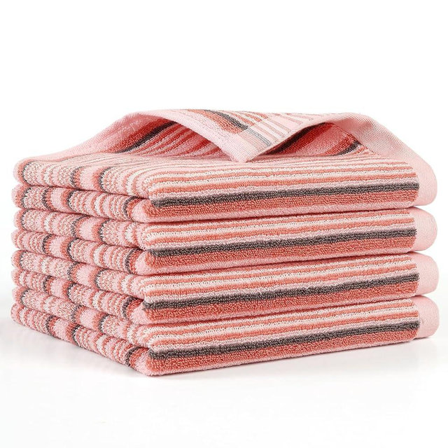SALAS Premium Cotton Kitchen Dish Towels for Drying Dishes,Large Long Kitchen Hand Towels, Thick Highly Absorbent Dish Clothes Tea Towel Sets with Hanging Loop, 16" X 26", 4 Pcs, Pink