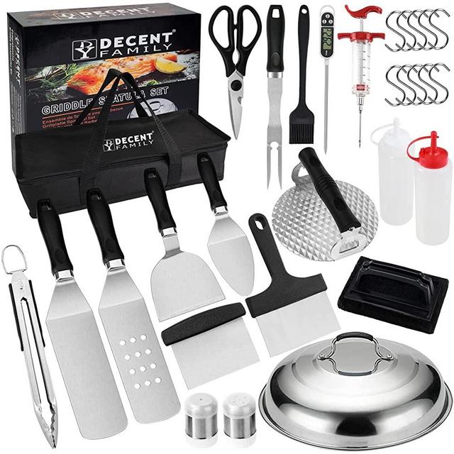 DY DECENT FAMILY Griddle Accessories Kit, Upgrade 30Pcs Griddle Tools Set for Blackstone, Outdoor Flat Top Grill Accessories Set, Hibachi Griddle Spatula Set, Christmas Grilling Gifts for Men Women