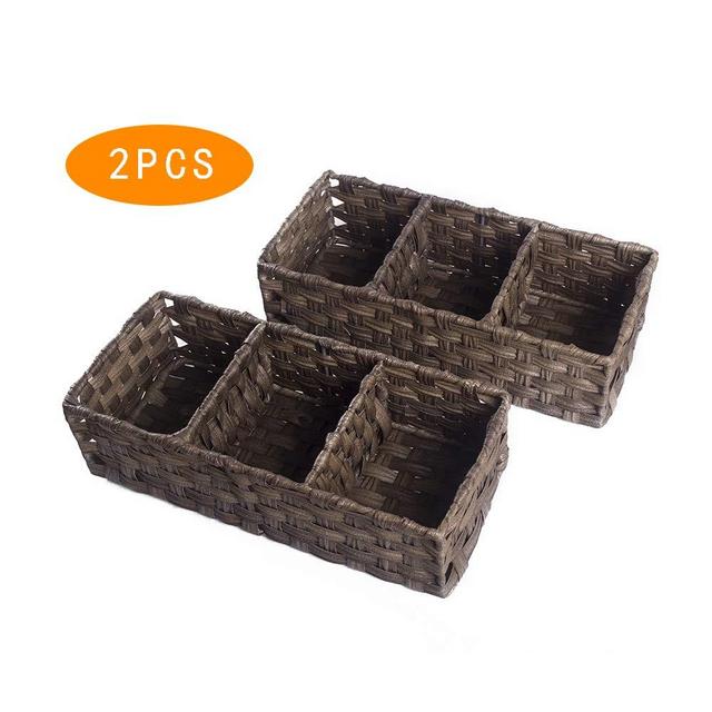 HOSROOME Toilet Paper Basket Storage Basket for Toilet Tank Top Bathroom Storage Organizer Basket Bin Decorative Basket for Bathroom,Brown