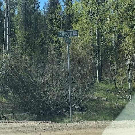 2. Turn right almost immediately after the previous sign onto Rainbow Dr. Once you see this sign, set your odometer to zero and drive for 1.6 miles.
