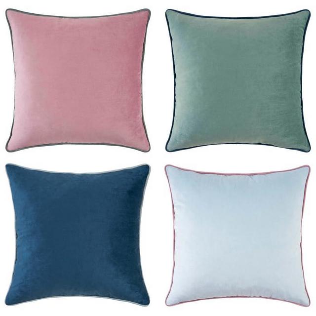 MONDAY MOOSE Decorative Throw Pillow Covers Cushion Cases, Set of 4 Soft Velvet Modern Double-Sided Designs, Mix and Match for Home Decor, Pillow Inserts Not Included (16x16 inch, Pink/Blue)