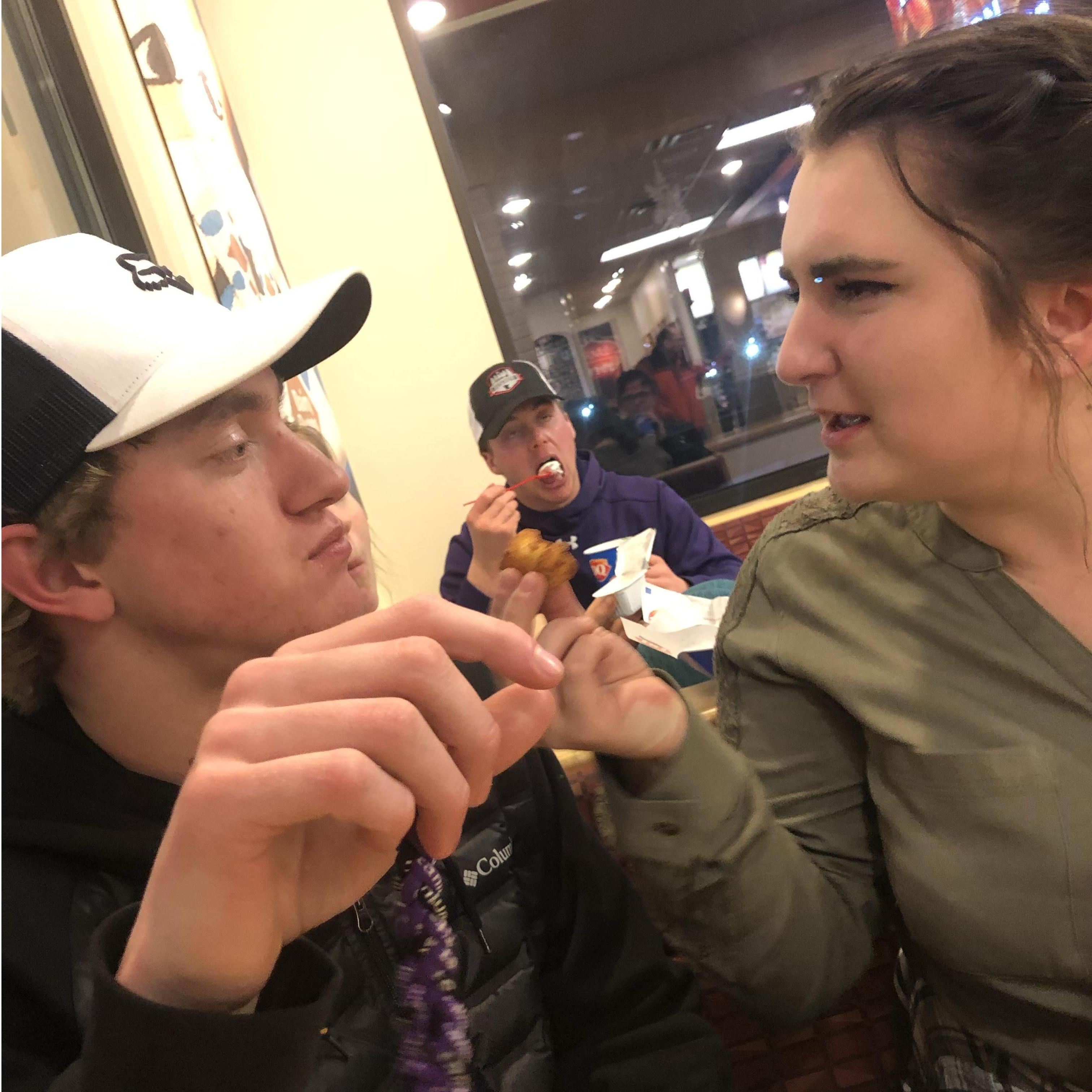 2018: When he tried stealing Hannah's cheesecurd