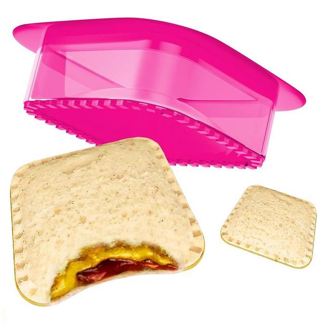 HiYZ Sandwich Cutter and Sealer - 5 PCS Decruster Sandwich Maker - Peanut Butter and Jelly Crustless Sandwich Bread Pancake Maker Cookie Cutter for Kids Children Boys Girls (Square Pink)