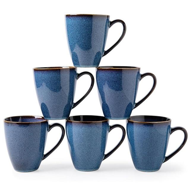 MONITO 17 OZ Coffee Mugs Set of 6, Large Ceramic Coffee Mugs,Modern Coffee Mugs Set with handle for Tea/Latte/Cappuccino/Milk/Cocoa, Funny Tea Cups for Office and Home, Engagement Gifts. (Starry Blue)