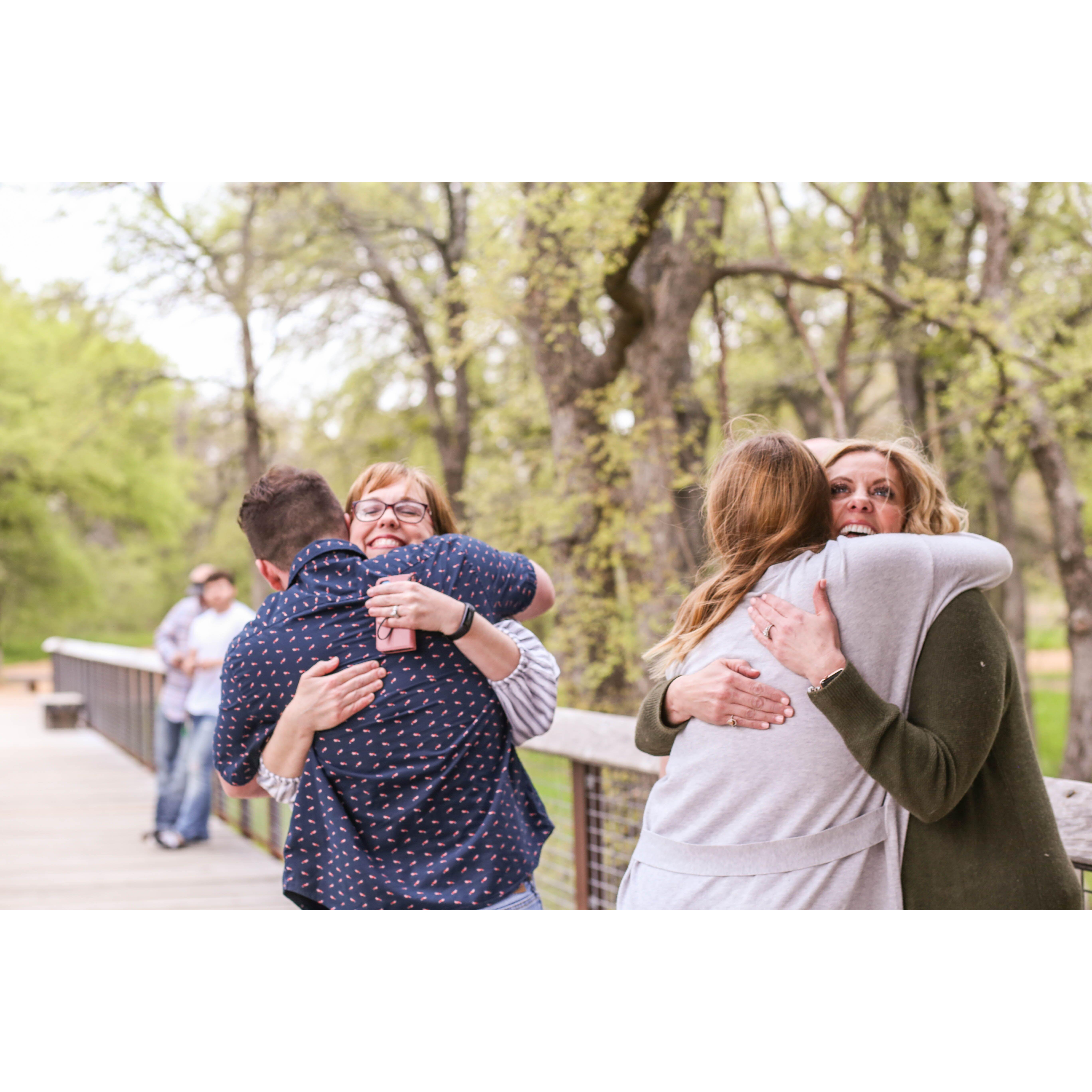 Shawn and I hugging our moms!