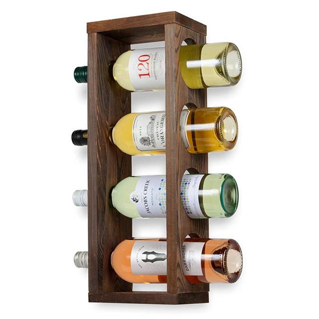Rustic State Sonoma Wood Wine Rack Wall Mounted Bottle Holder, Holds 4 Bottles
