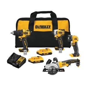 ATOMIC 20-Volt MAX Lithium-Ion Brushless Cordless Combo Kit (4-Tool) with 2 Batteries 2.0 Ah, Charger, and Tool Bag