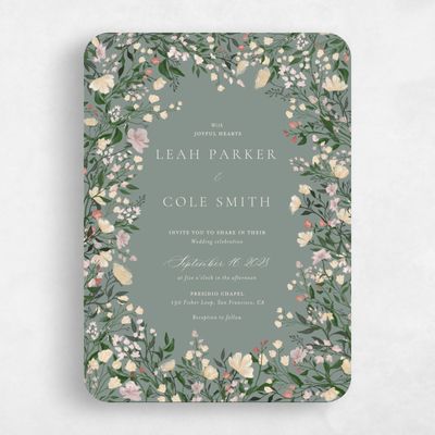 Green Rounded Wedding Invitation - Melody Classic