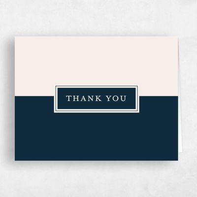 Blue Monogram Wedding Thank You - Knowlton Landscape