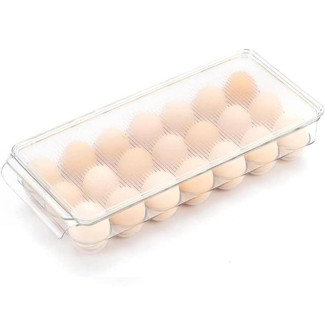 cutesun Egg Holder for fridge with Lid, Fridge Organizers and Storage, Egg Container For Refrigerator Plastic Organizer Bins Holds 21 Eggs… (21)