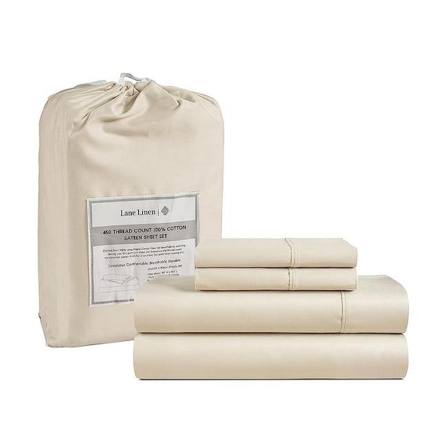 LANE LINEN Queen Sheet Set, 4 Pc Queen Size Sheets Set, 450 Thread Count 100% Cotton Sheets, Cooling Sheets Queen Size, Soft and Breathable Bed Sheets Queen, Deep Pocket Queen Sheets - Ivory