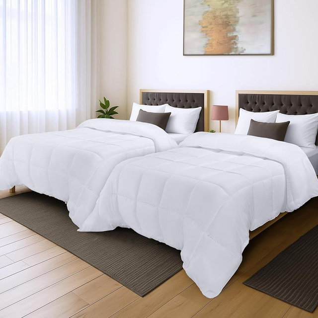 Utopia Bedding Comforter Duvet Insert, Quilted Comforter with Corner Tabs, Box Stitched Down Alternative Comforters King Size (White, Pack of 2)