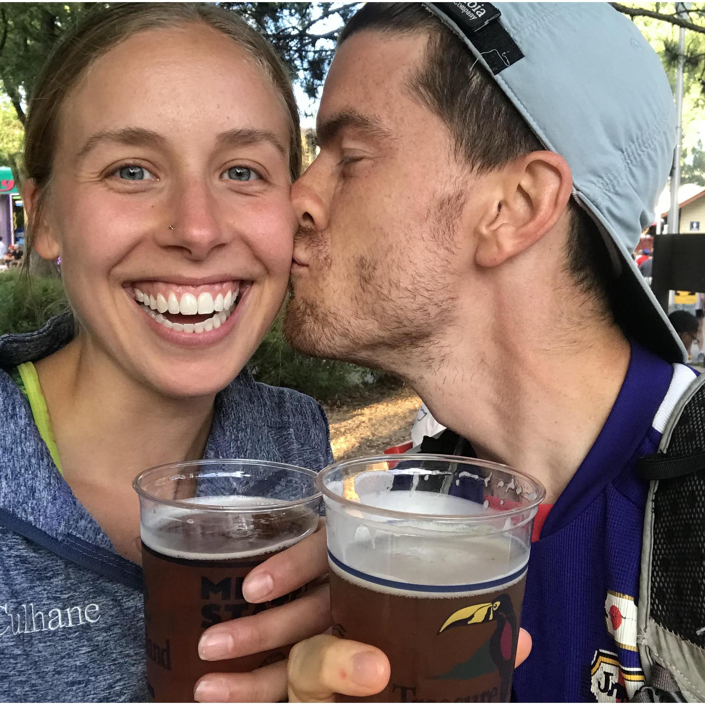 Becca's first MN State Fair experience. Beer and cheese curds included!