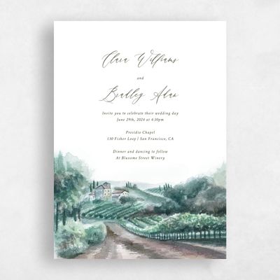 Deep Blue Spruce Wedding Invitation - Hillpine Classic