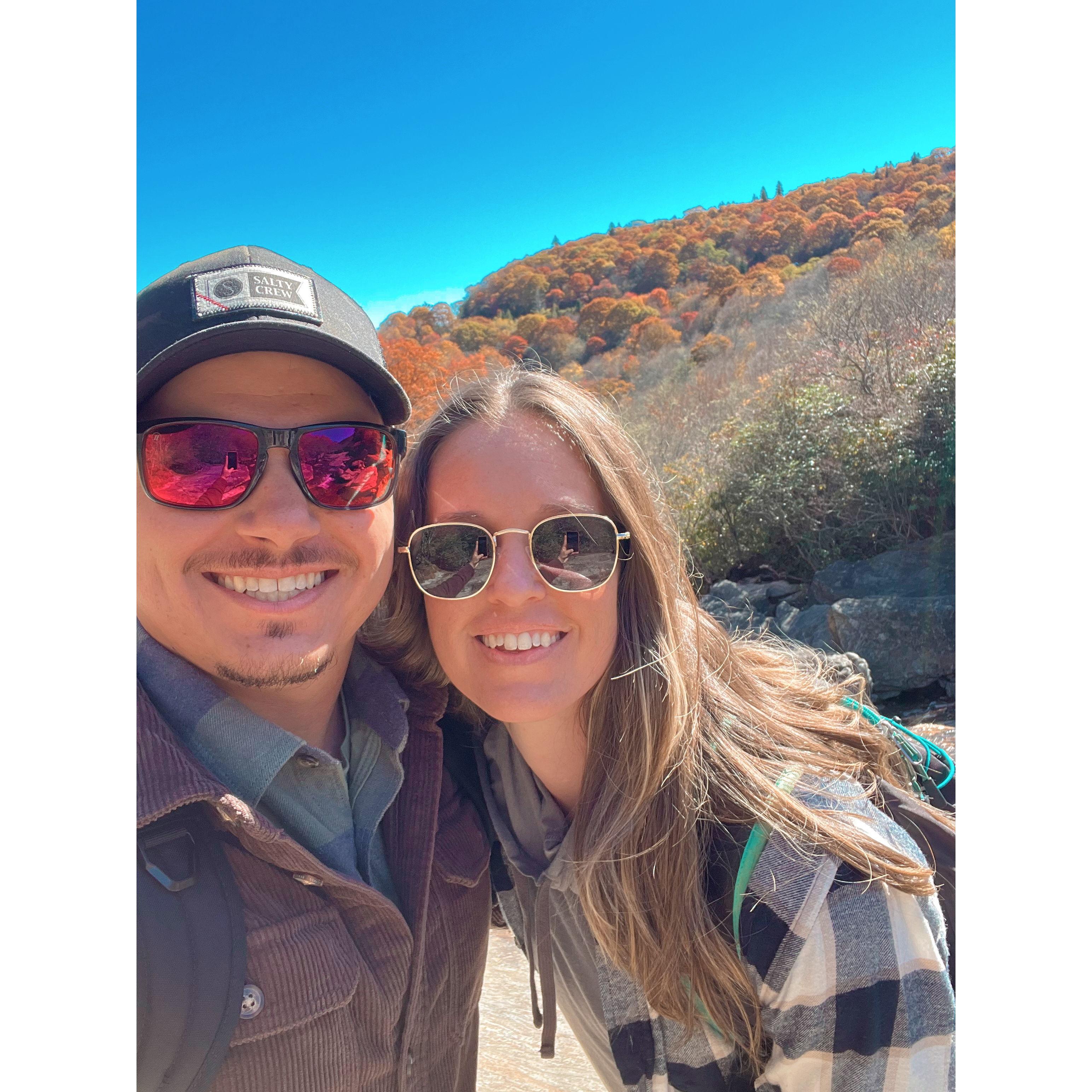 The day we got engaged, exploring the mountains in Asheville NC!