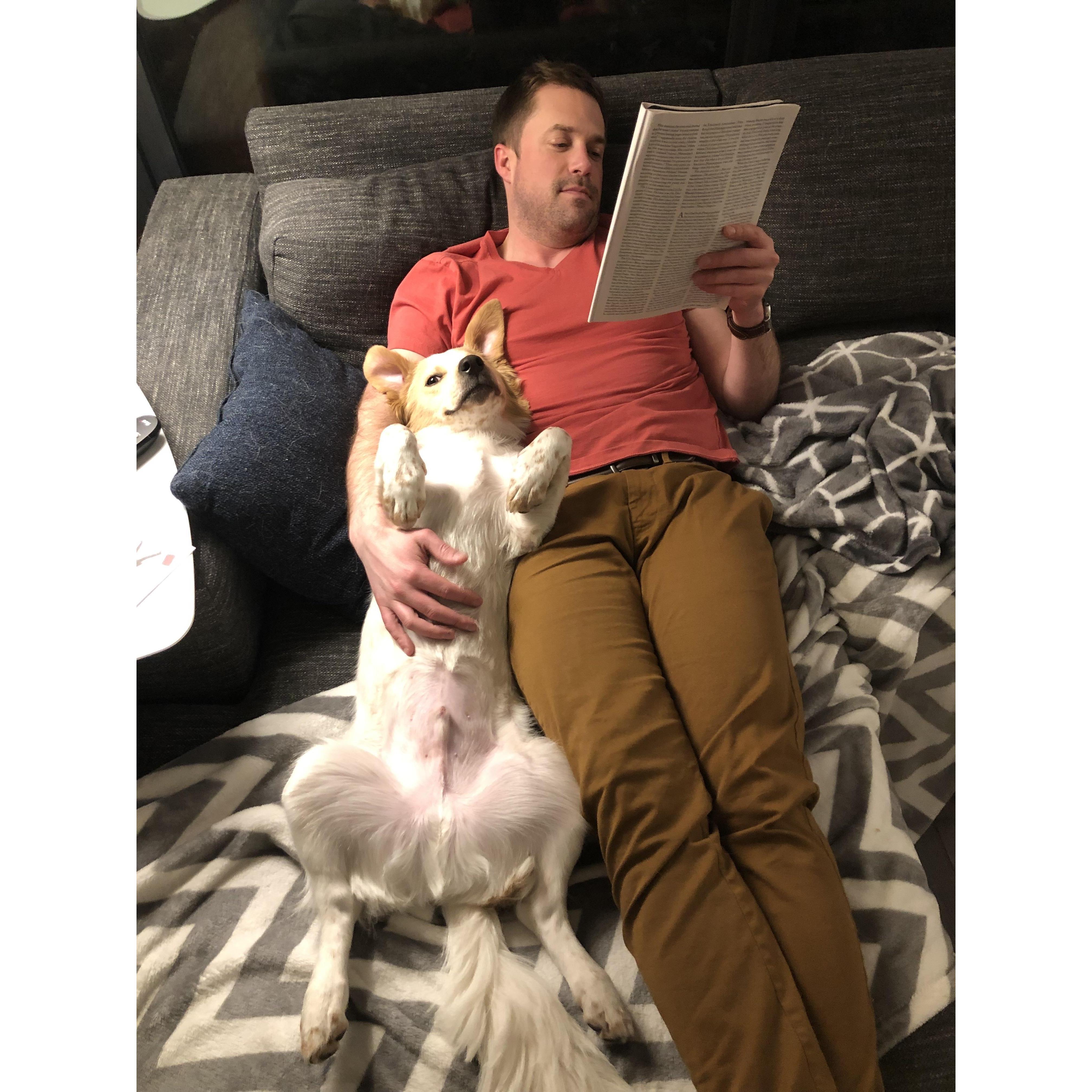 Fun Fact: This is James' happy place (especially with New Yorker in hand)