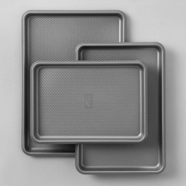 Set of 3 Cookie Sheets Warp Resistant Textured Steel - Made By Design™