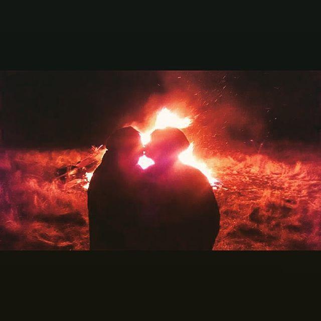 A big bonfire at our friends house and they just happened to catch this moment!