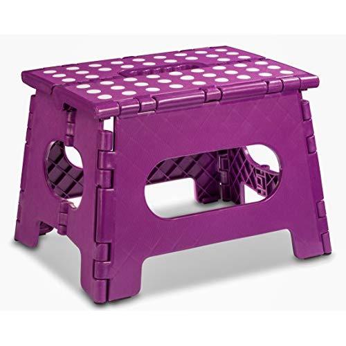 Folding Step Stool - The Lightweight Step Stool is Sturdy Enough to Support Adults and Safe Enough for Kids. Opens Easy with One Flip. Great for Kitchen, Bathroom, Bedroom, Kids or Adults. (Purple)
