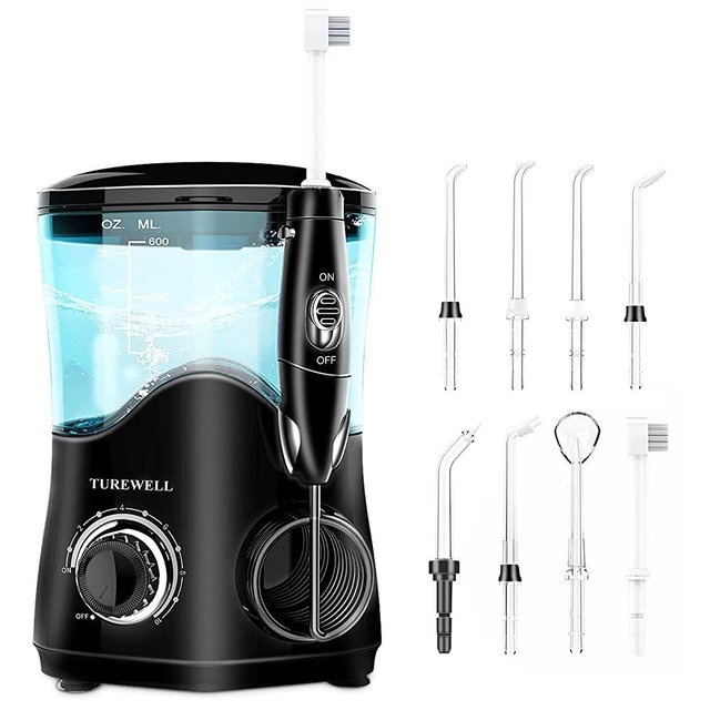 Water Dental Flossing Oral Irrigator for Teeth/Braces,10 Pressure Levels Water Teeth Cleaner 8 Water Jet Tips for Family, 600ML Electric Dental Flosser Pick