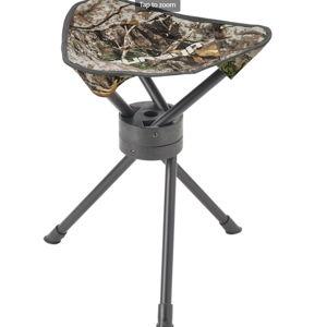 Pursuit Zonz Woodlands Camo Swivel Tripod Collapsible Hunting Stool with Carrying Case