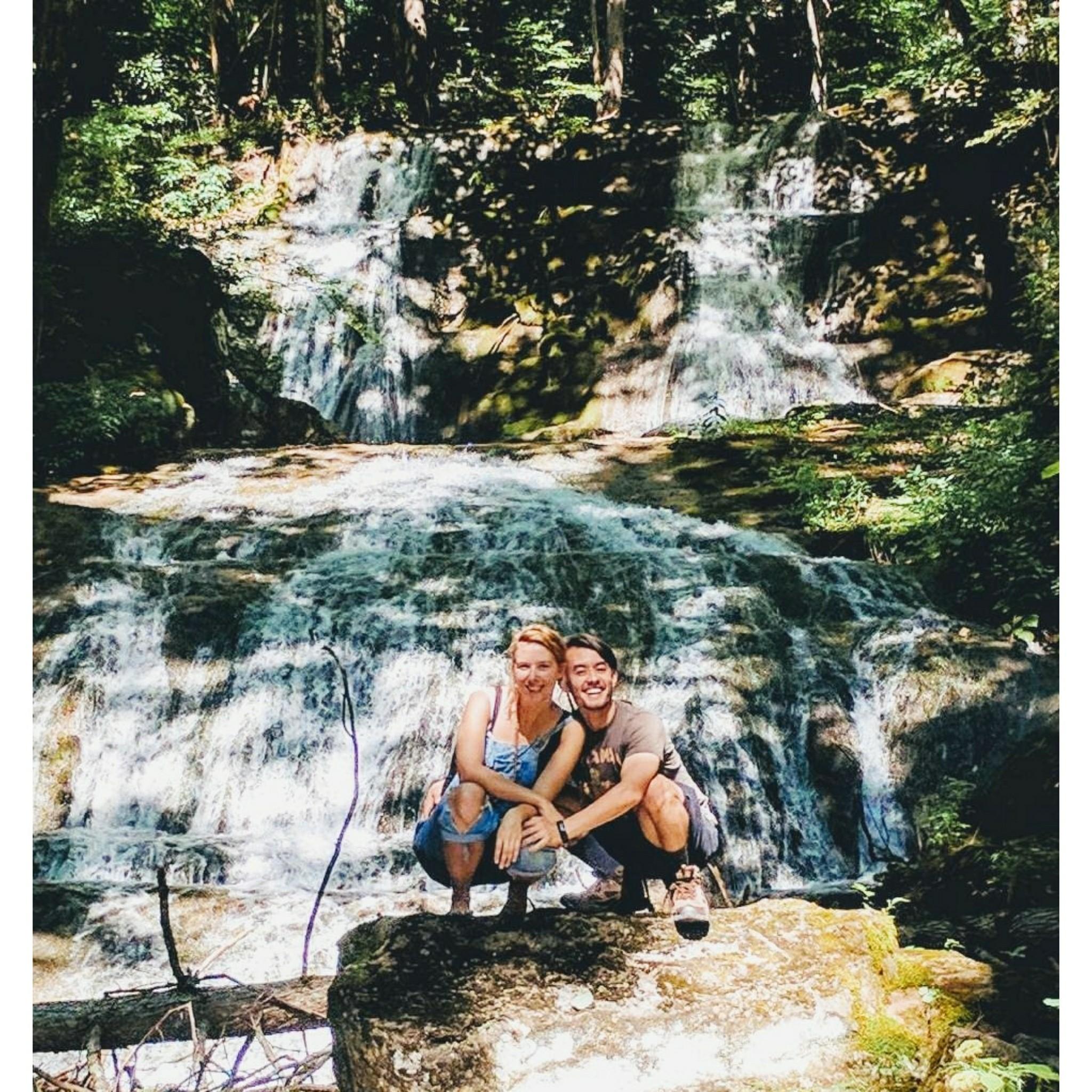 Exploring waterfalls with friends in the hills of West Virginia.