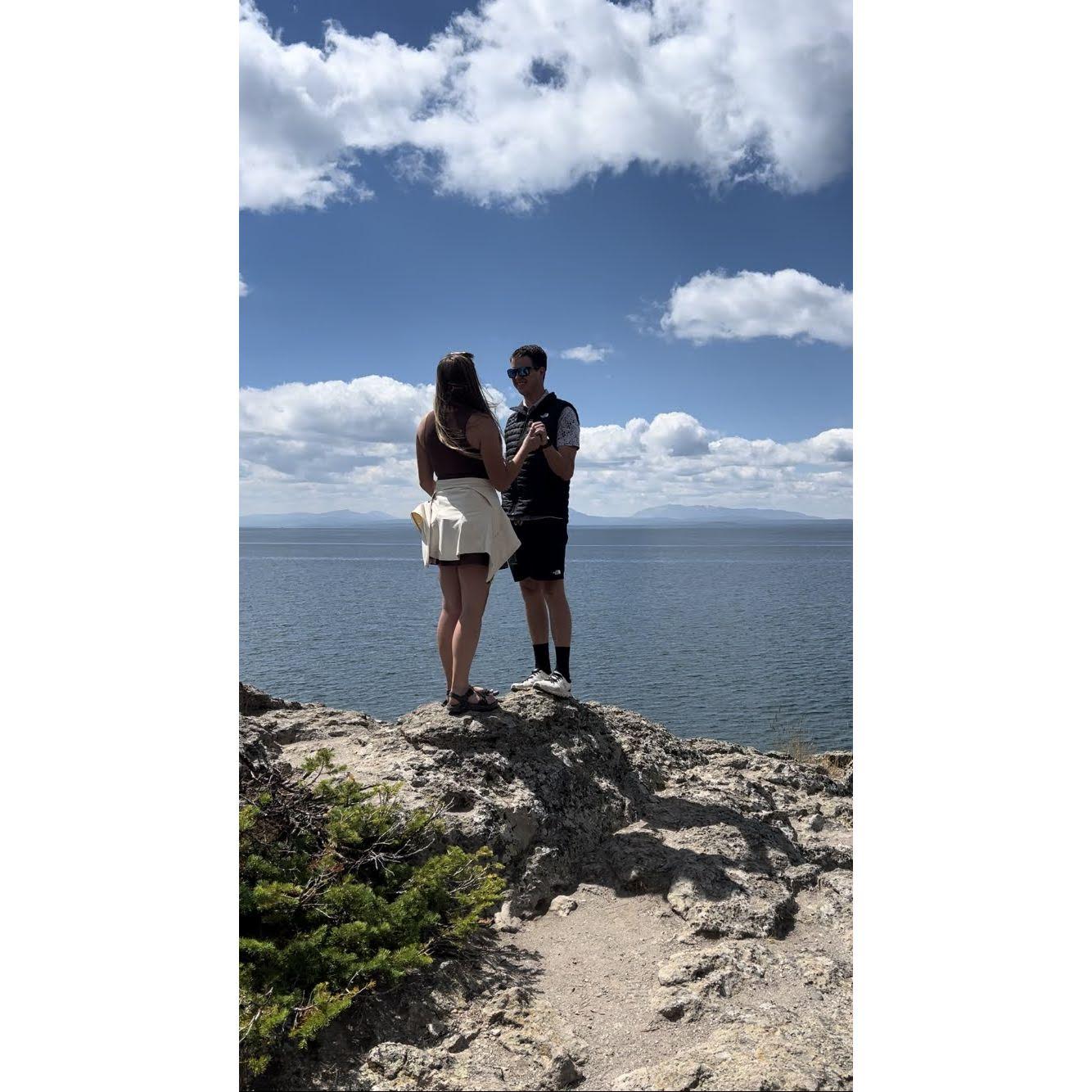 Our engagement at Yellowstone National Park. Also the first National Park to start our newest hobby.