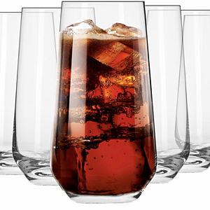 Krosno Tall Water, Juice, Drinking Glasses, Set of 6, 16.2 oz, Splendour Collection, Highball & Tumbler Crystal Glass, Dishwasher Safe, Made in Europe