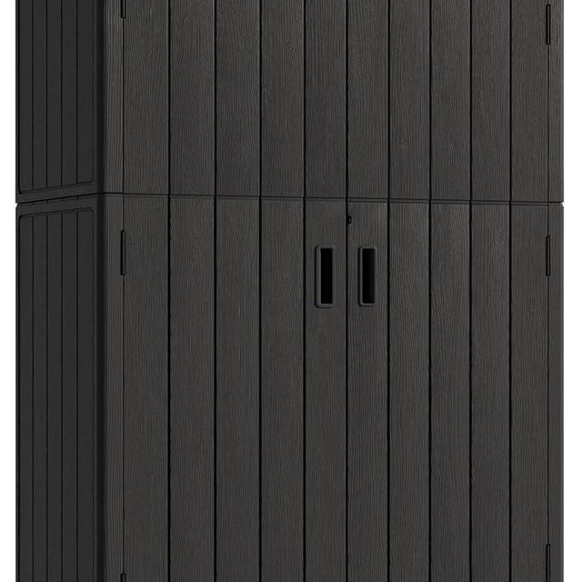 KINYING Outdoor Vertical Storage Shed,57 Cu.ft Outdoor Storage Cabinet Waterproof,Resin Sheds & Outdoor Storage Clearance for Garden,Patio,Backyard,Lockable (Black)