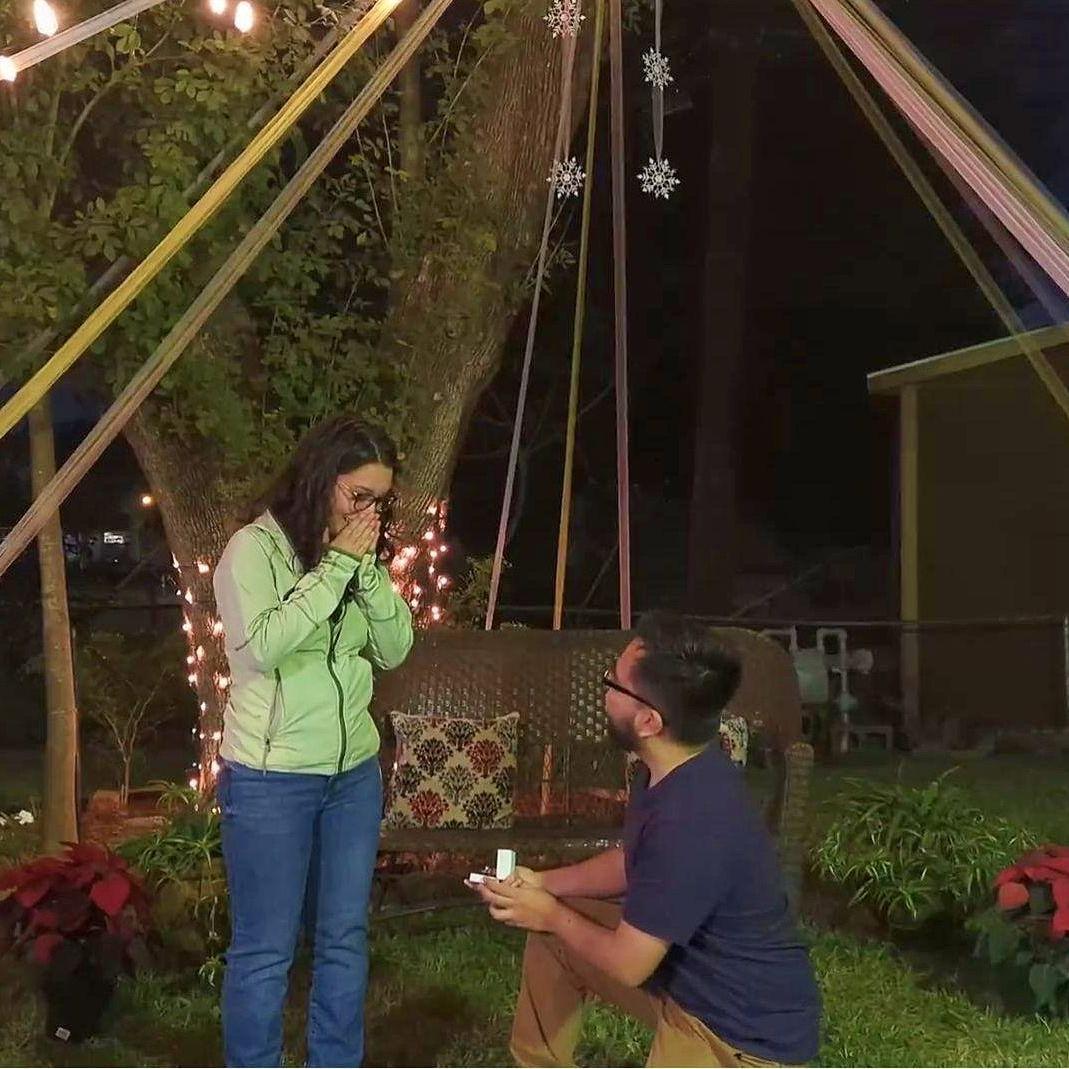 Salomon proposed to Josie under the tree in his childhood backyard in front of family. November 22, 2024