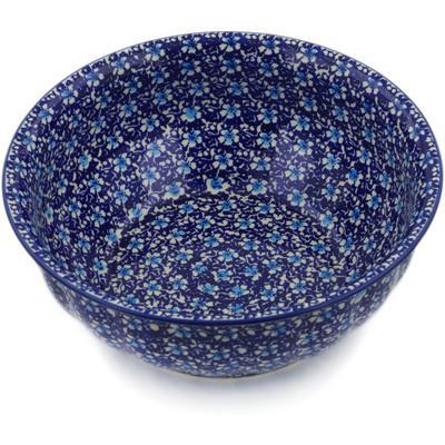 Polish Pottery 11" Bowl Flowers On The Lake