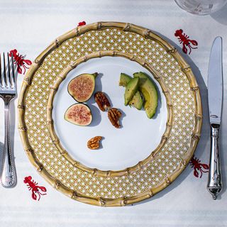 Bamboo Caning Melamine Dinner Plate, Set of 4