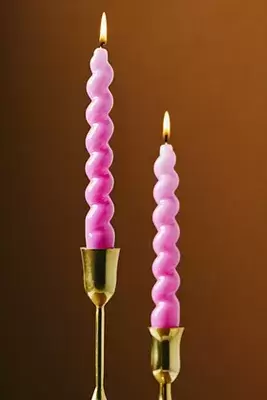 High Shine Spiral Taper Candles, Set of 2