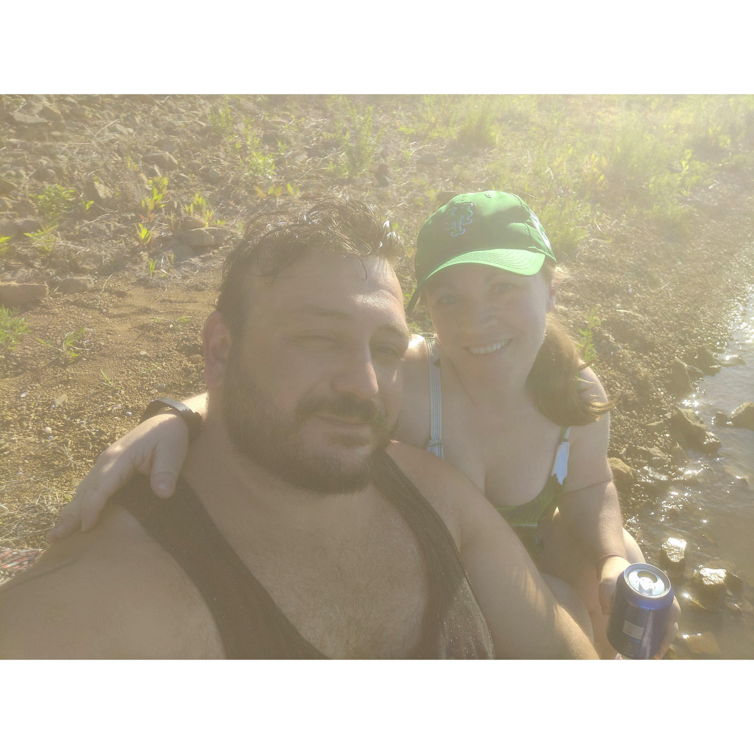 We love being in or near the water. This picture was taken at Round Valley Reservoir during our first kayak outing together.