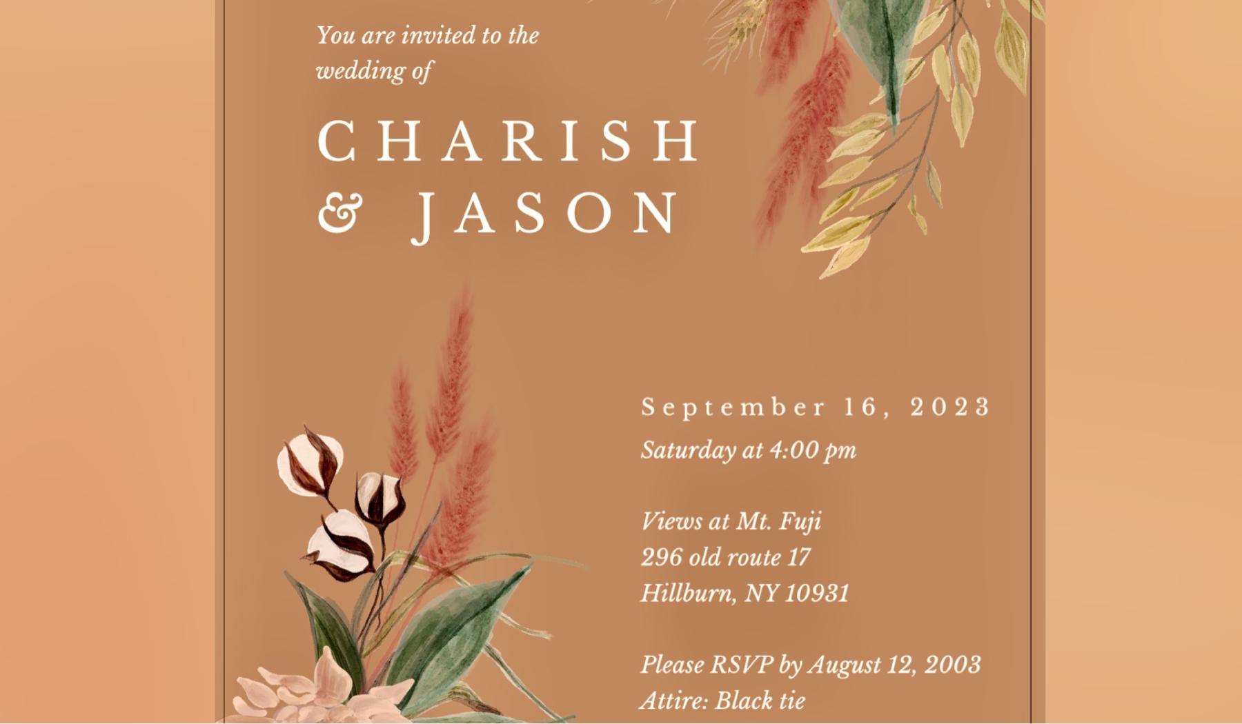 The Wedding Website of Charish Param and Jason Craig