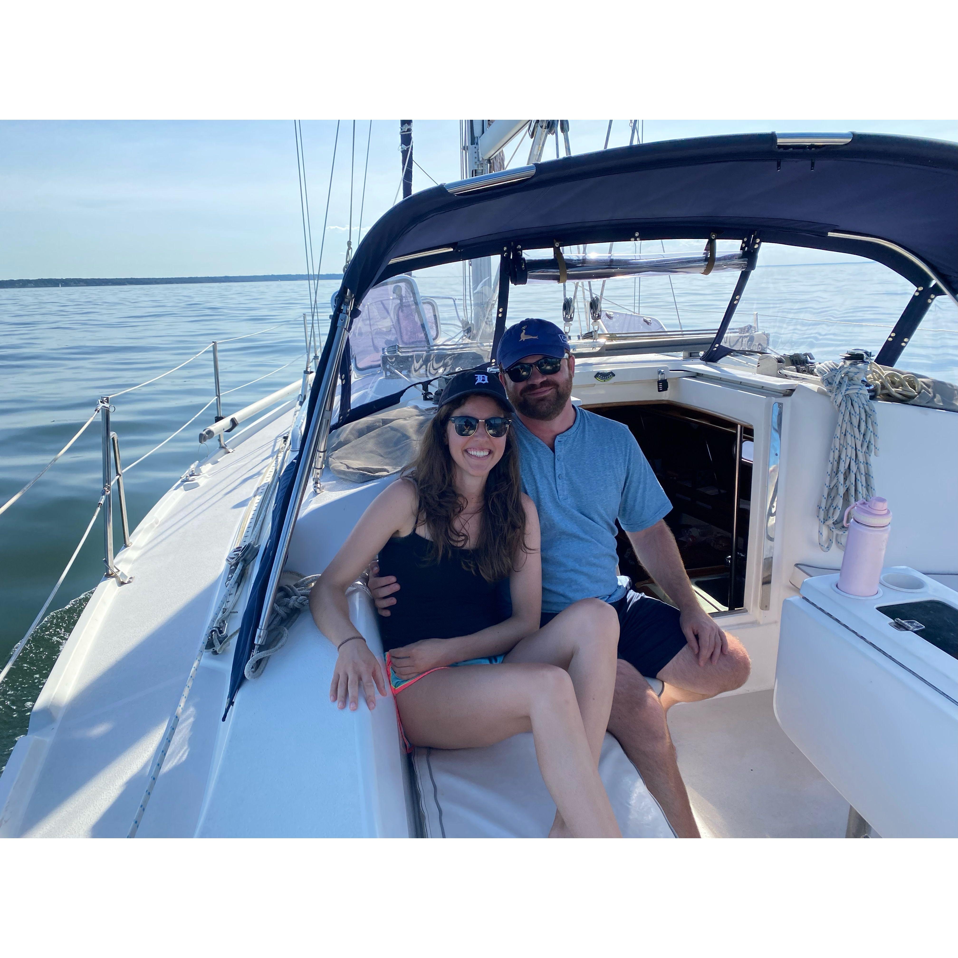 Sailing on the Long Island Sound. This was during the return trip after Chris met many of the Radigans