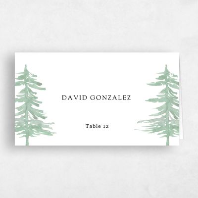 Sage, White Wedding Place Card - Camden
