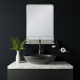 Framed Rectangle Wall Mirror with Shelf