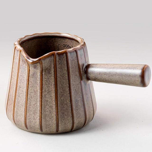 YHOJOY Espresso Cup, Ceramic Espresso Measuring Cup with Handle, Expresso Shots Cups with Spout, Espresso Accessories, 200ML/6 OZ, Dark Agate Red