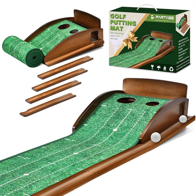 Putting Green Indoor, Extra Large & Wide Golf Putting Mats Practice Indoor, 9.8ft Indoor Putting Green with Ball Return, Thickened Wrinkle-Free Memory Rubber, Training Aid for Home Office, Ideal Gift