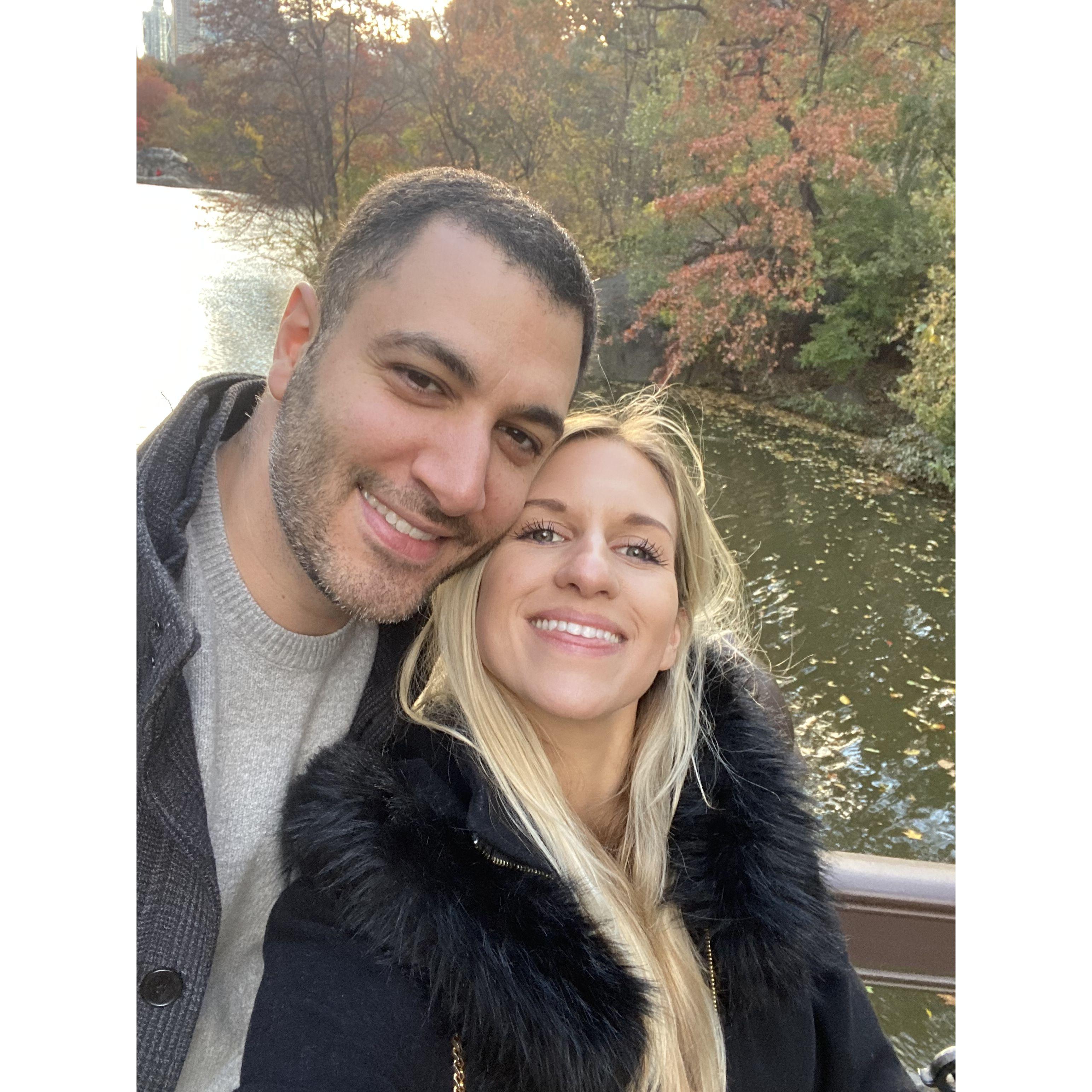 Photo shot in Central Park on the bridge one day when Faris was visiting Olivia