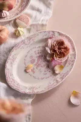 Pink Floral Serving Platter