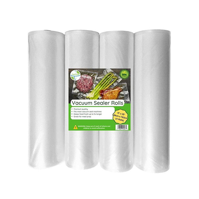 EverFresh 4 x 11 x 25' Total 100 feet Vacuum Sealer Rolls Vacuum Sealer Bags Vacuum Sealer 11inchx25inch