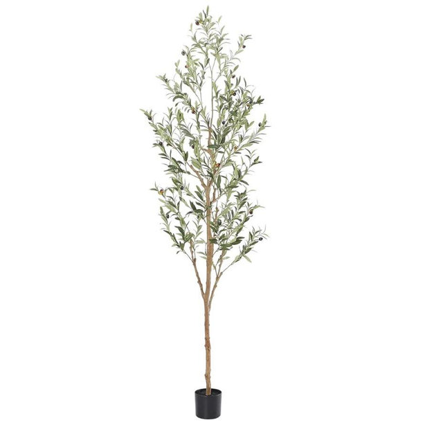 Bellacat Faux Olive Tree 7ft，Olive Trees Artificial Indoor with Natural Wood Trunk and Realistic Leaves and Fruits. 7 Feet(84in) Fake Olive Tree for Home House Office Décor.