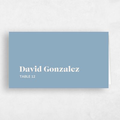 Dusty Blue Wedding Place Card - Everett