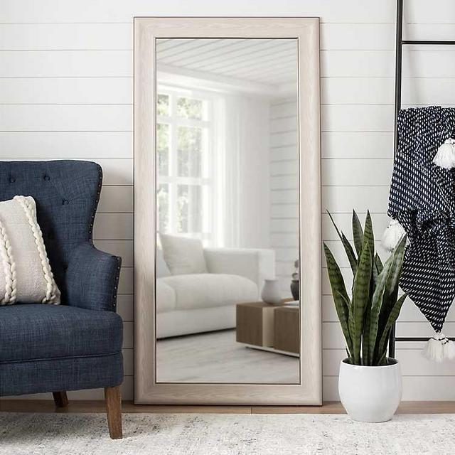 White Woodgrain Framed Mirror, 24x58