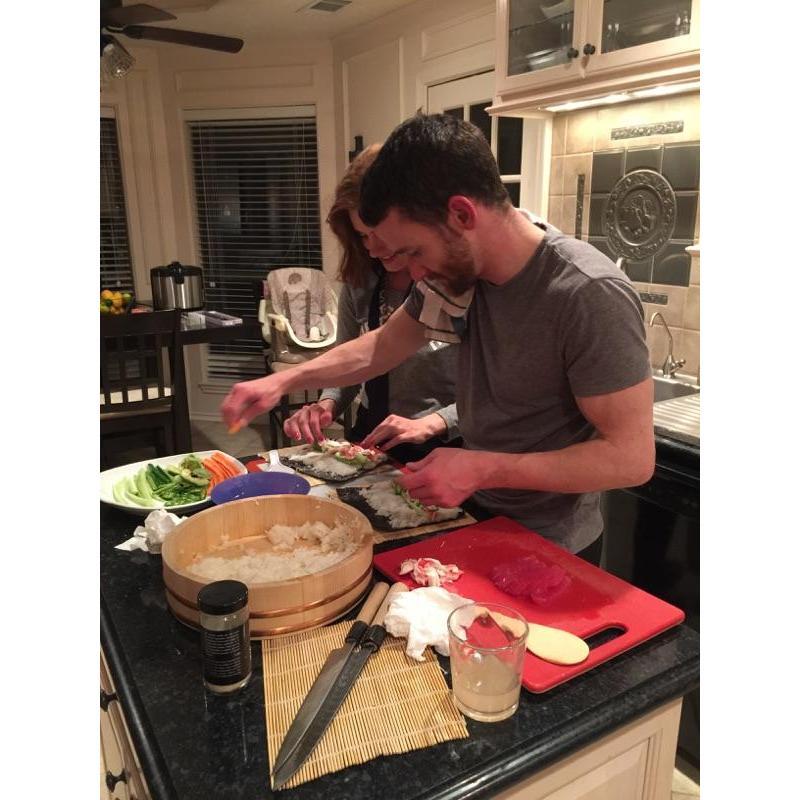 Our first Valentine's Day, Henry made us sushi